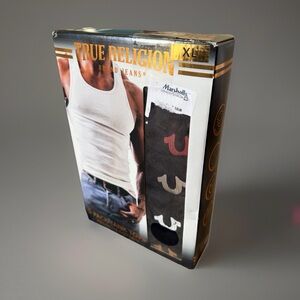 True Religion Men’s Size XL 5-Pack Premium Cotton Tank Tops. Black. New in Box.